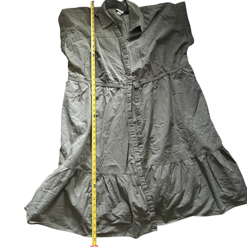 Olive Green Women's Button-Up Dress - Picture 9 of 9